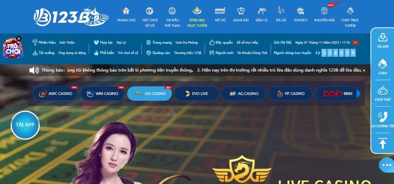 Casino 123B là sảnh chơi uy tín để bạn tham gia trải nghiệm