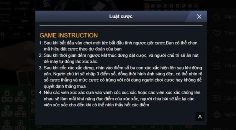 Luật chơi tài xỉu tại 123B đơn giản, được nhà cái quy định cụ thể